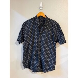 American Tall Button Down Shirt Men's XL Tall Black Geometric Summer Golf